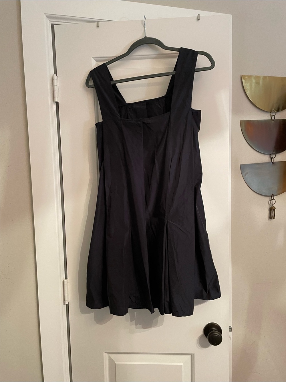 COS Navy Sleeveless A-Line Dress -with pleats and pockets.  “Parachute” fabric.